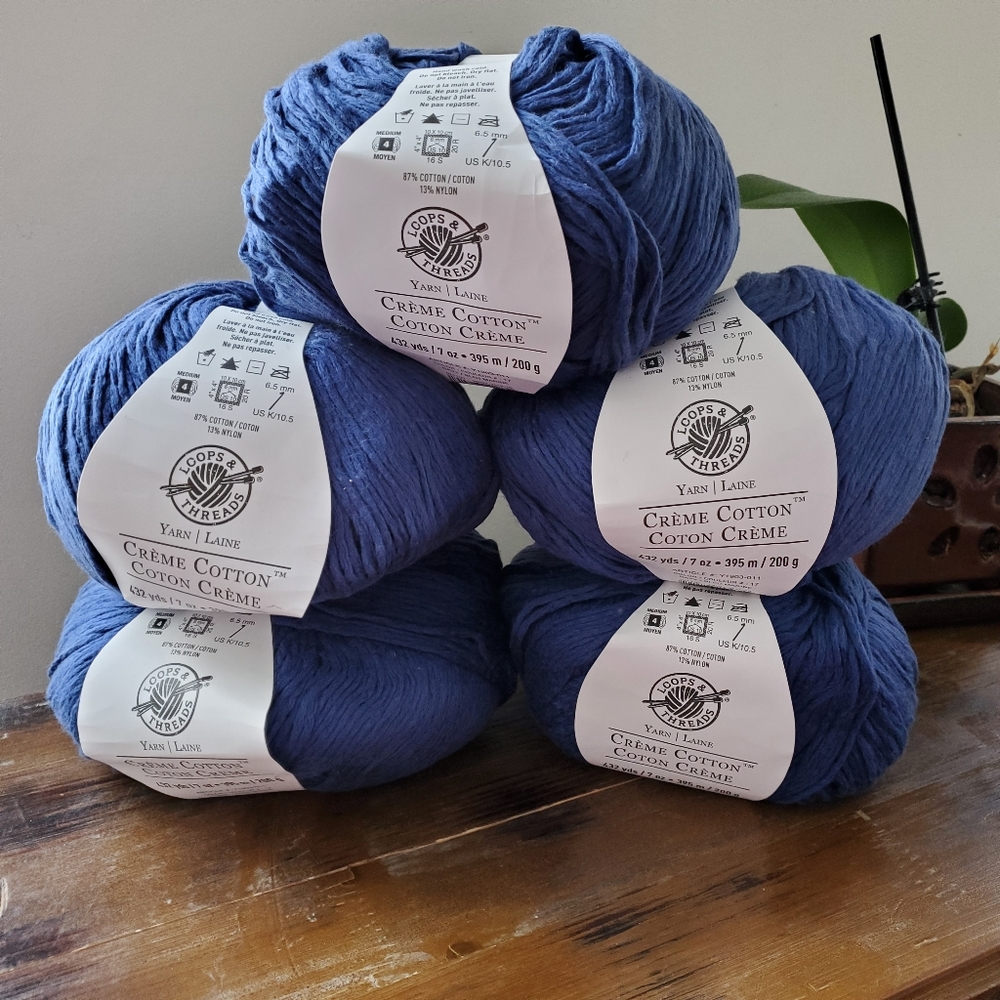 Loops and Threads Creme Cotton Navy 5 skein destash lot - bundle 2 of 2